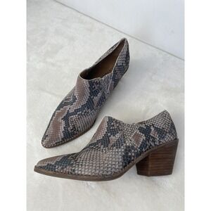 Lucky Brand Tresee Leather Snakeskin Pull-On Ankle Bootie Western Size 7.5